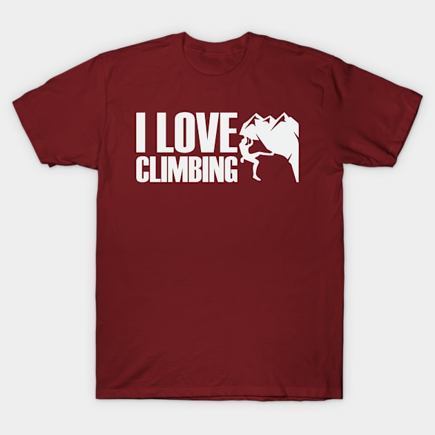 Climbing Fun Mountains Adventure Outdoors Love I T-Shirt by Mellowdellow